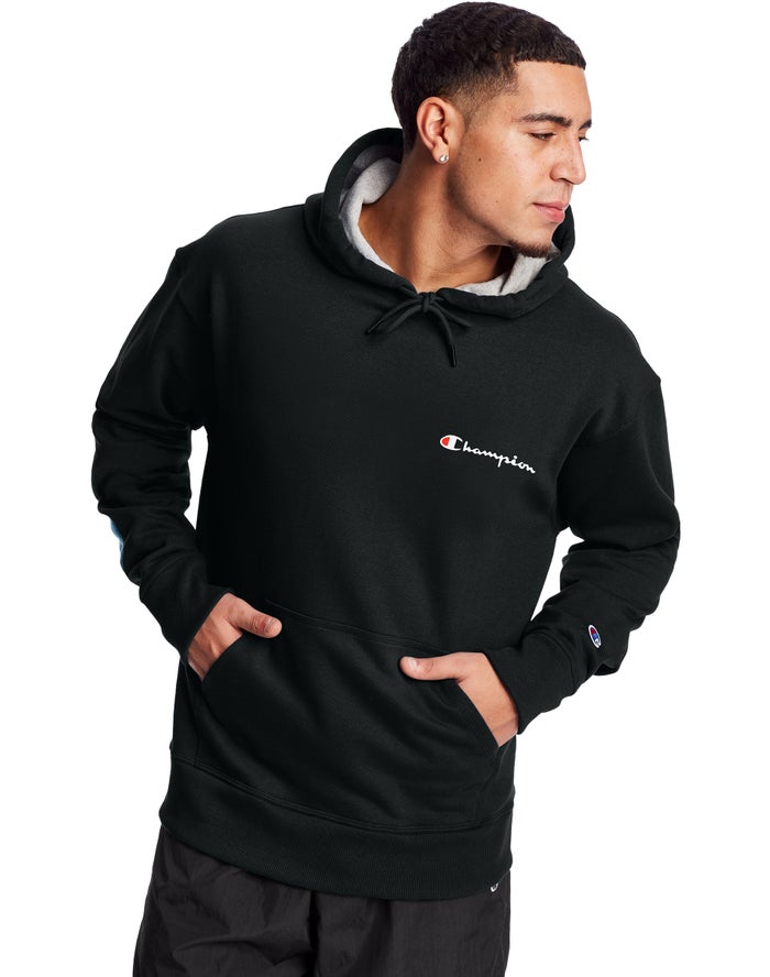 Sudadera Con Capucha Champion Hombre - Powerblend Fleece Script Logo ( Negras ) 8163029-BP